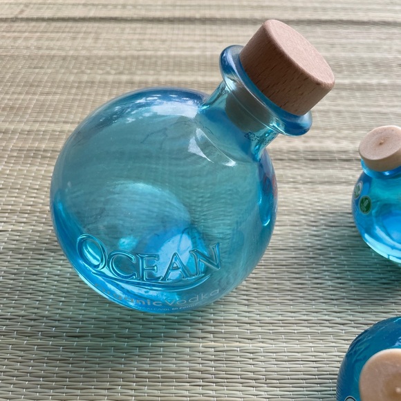 Ocean Organic Maui Vodka HI islands Bottles blue clear glow repurpose empty - Picture 5 of 5